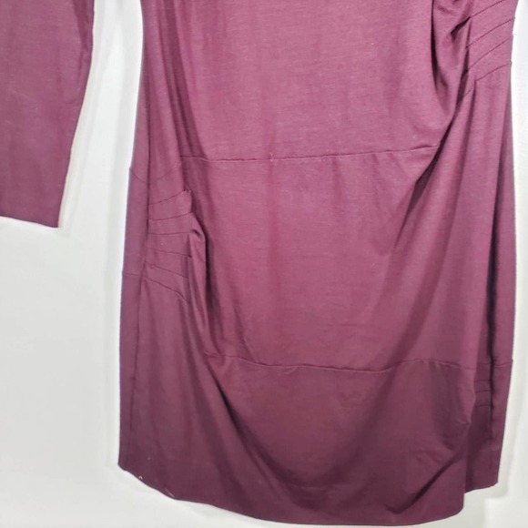 Diane von Furstenberg Joy Stretch Bodycon Long Sleeve Pleated Dress Burgundy 10 - Picture 8 of 12